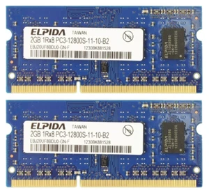 ELPIDA 4GB (2x2GB) APPLE MACBOOK PRO LAPTOP PC3-12800S DDR3-1600 RAM MEMORY - Picture 1 of 3