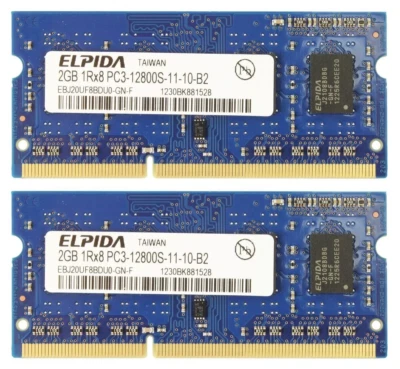ELPIDA 4GB (2x2GB) APPLE MACBOOK PRO LAPTOP PC3-12800S DDR3-1600 RAM MEMORY - Image 1 of 3