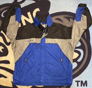 Men Columbia Casual Leisure Ski Trail Hike Parka Blue Gray Black 2XL #F0 XM 7139 - Picture 1 of 10