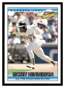 1992 Donruss Rickey Henderson #215 Oakland Athletics