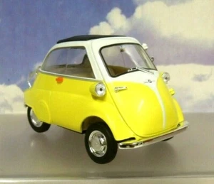 WELLY/NEX 1/18 PRESSOFUSO 1955-1962 BMW ISETTA 250 MICROCAR/BUBBLE CAR GIALLO/BIANCO - Foto 1 di 6