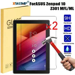 2Pcs For Asus Zenpad 10 Z301 MFL/ML Tablet Screen Protector Tempered Glass Cover - Picture 1 of 14