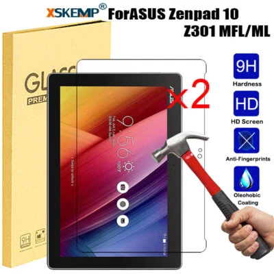 2Pcs For Asus Zenpad 10 Z301 MFL/ML Tablet Screen Protector Tempered Glass Cover - Image 1 of 4