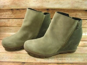Sorel Joan Of Arctic Wedge ll Suede Boots Tan Green Sage Sz 12 Waterproof - Picture 1 of 16
