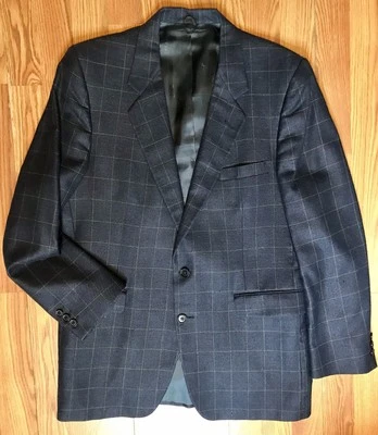 Givenchy Paris Mens Blazer / Sport Coat Navy Windowpane Rubenstein 42R - Image 1 of 4