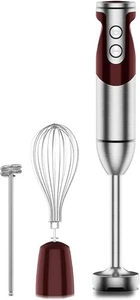 3- in-1 Immersion Hand blender, Powerful MOTOR & Stainless Steel in-1, Red  - Picture 1 of 7