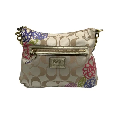 Coach Beige Jacquard Daisy Poppy Hobo Crossbody Bag F20781 - Image 1 of 4