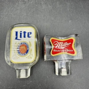 Miller Lite & Miller High Life Beer Tap Handles Lot of 2 Acrylic Draft Bar Knobs - Picture 1 of 5