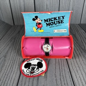 NICE VTG RED BRADLEY MICKEY MOUSE WATCH - Untested - WITH ORIGINAL BOX/CASE ! - Picture 1 of 6