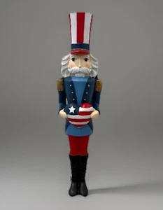 NUTCRACKER Patriotic Stars And stripes Soldier Figurine 12” Tall American Heart - Picture 1 of 6