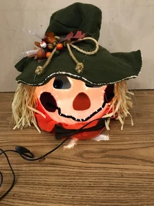 Vintage 12" Glasfaser Kürbis Vogelscheuche Farbwechsel Halloween Jack-O’-Laterne - Bild 1 von 7