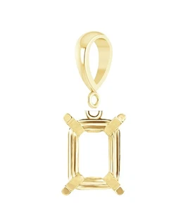 Cesta de oro amarillo de 10 k corte esmeralda de 8 mm x 10 mm 4 puntas colgante montaje EE. UU. - Imagen 1 de 5