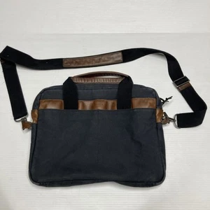 SHINOLA Detroit Computer Brief Black Canvas + Leather Laptop Briefcase Duffel - Picture 1 of 14