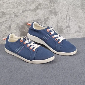 VIONIC Beach Sz 7 Stinson Washable Soft Canvas Lace-Up Sneakers Shoes Navy Blue - Picture 1 of 9
