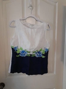 Blusa Naracamicie Mediana Lino Blanca Con Bordado Floral Cremallera Lateral.b59 - Imagen 1 de 9