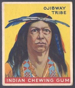 GOUDEY-INDIAN GUM 1947 (BLACK BACK)-#007- OJIBWAY TRIBE  - Picture 1 of 2