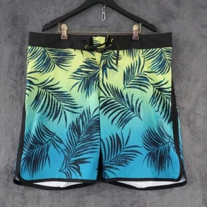 Burnside Board Shorts Surf Swim Trunks Beach Floral Blue Black Green Men’s Sz 38 - Picture 1 of 6