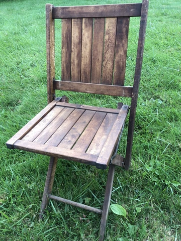Vintage Folding deck Chair Wood Slats RARE!!! Antique Pictures Prop Lawn Church Cover