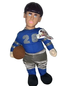 THREE STOOGES MOE Football Player Plush Blue #26 One Stop Toys Co Doll W/ Tags - Picture 1 of 8