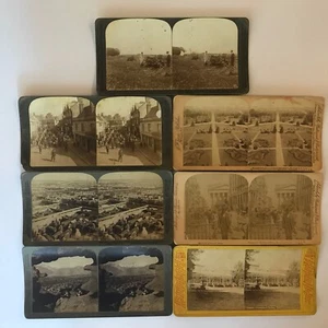 Stereo Card LOT of 7 from 1890s-1910s Sephia Photos Underwood European Cities - Picture 1 of 9