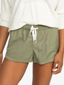 Roxy Womens New Impossible Love Elasticized Shorts S Green Scalloped Hem Pockets - Picture 1 of 9