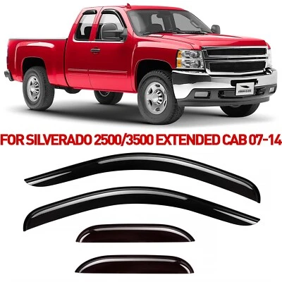 Защита от дождя вентиляционные козырьки козырек для 07–14 Chevy Silverado 2500/3500 с удлиненной кабиной - Изображение 1 из 4