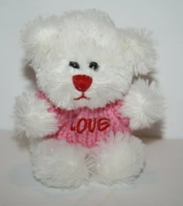 Animal Adventure Mini 5" Teddy Bear White Plush Pink Valentines Love Sweater Toy - Picture 1 of 10