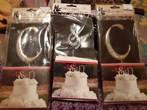 "Lote de 3 iniciales de joyería usados para pastel de boda ""C & C" - Imagen 1 de 3