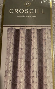 Croscill Sloan Gray 72” Square Fabric Shower Curtain Silver Metallic Geometric