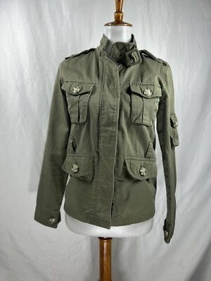 女士 Ben Sherman 小号橄榄绿色军事军队纽扣扣夹克 — 第 1/4 张图片