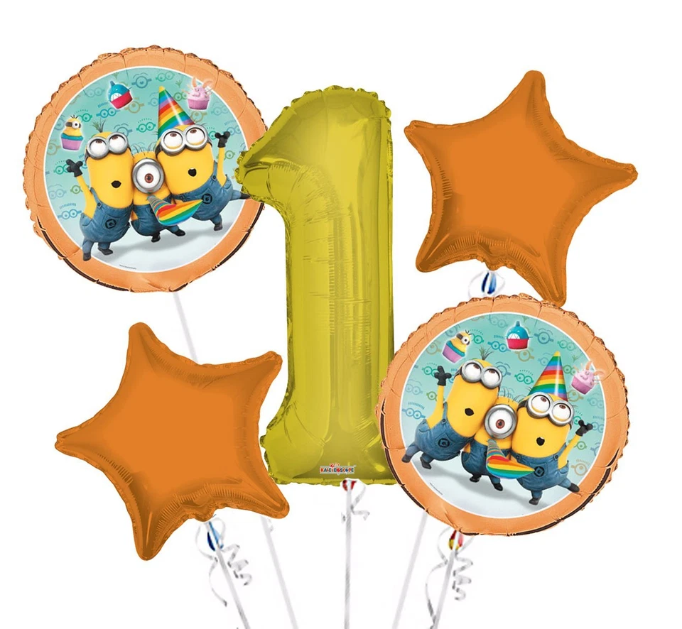 Minions Despicable Me Balloon Bouquet 1st Birthday 5 pcs - Party Supplies - Image 1 of 1