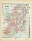 1892 farbige einseitige Länderkarten von Irland und England & Wales