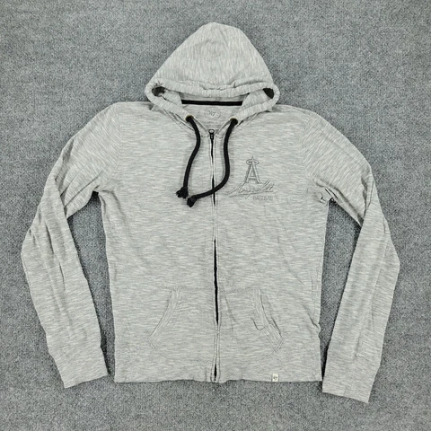 Anaheim Angels Sweatshirt Women's Medium Gray MLB Baseball Full Zip Hoodie Logo Cover