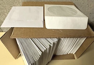 180 CD DVD weiß Papierhülle mit Klarsichtfenster und Klappe Umschlag 180GR offener Karton - Bild 1 von 2