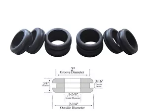 Paquete de 8 bujes de alambre de ojal de goma, identificación de 1-5/8", ranura de 3/16", se adapta a orificios de 2" - Imagen 1 de 4