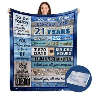 21st Birthday Gift Box 21st Birthday Blanket for Him 60x50in Gift Idea - Picture 1 of 7