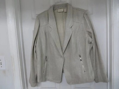 Blazer CHICO'S Tejido Texturizado Beige 1 broche Bolsillos con Cremallera Nuevo sin Etiquetas Foto 1 de 4