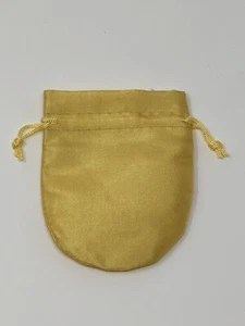 Small Satin Drawstring Pouch Yellow Gold Bag - Picture 1 of 1