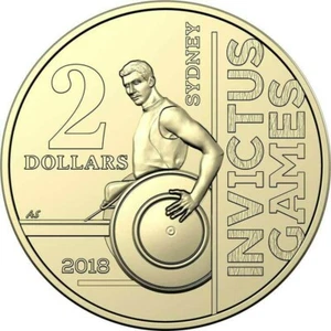 Moneda decimal de dos dólares Invictus Games Sydney 2018 reina Australia rara CIRC - Imagen 1 de 13