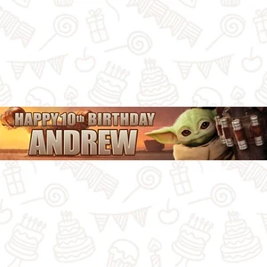 2 x Personalised Birthday Banners Baby Yoda - Picture 1 of 1
