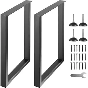 VEVOR 711.2MM Adjustable Furniture Legs Square Solid Steel Set of 2 Black - Picture 1 of 12