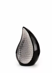 Black/Silver Tear Drop Memorial Unisex Human Keepsake Cremation Ashes Holder Urn - Picture 1 of 1