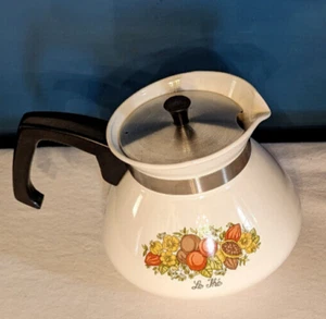 VTG MCM Corning Ware Tea Pot w Lid - 6 Cup P104 Spice Of Life Made In USA Teapot - Picture 1 of 9