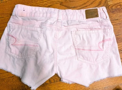 Shorts American Eagle Outfitters Feminino Rosa Lavado com Ácido Cordão Macio Tamanho 0 - Imagem 1 de 4