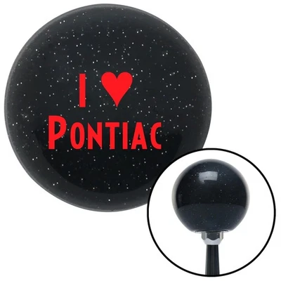 Red I <3 PONTIAC Black Metal Flake Shift Knob w/ M16x1.5 Insert Shifter Auto - Image 1 of 4