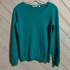 Uniqlo Damen Pullover türkis 100% Kaschmir Rundhalsausschnitt Langarm Größe M - Bild 1 von 4