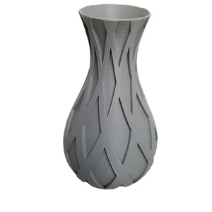 Modern 3D Printed Geometric Vase Gray Contemporary Home Decor NEW Handmade - Picture 1 of 6