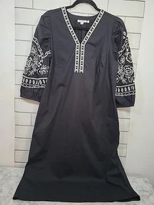 Abito tunica boho nero ricamato Chico’s donna tg 8 manica a sbuffo romantico gotico - Foto 1 di 7