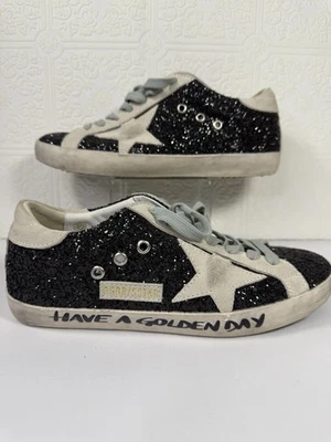 Golden Goose Superstar Golden Day Sneakers  Black Glitter Size 40 - Image 1 of 4