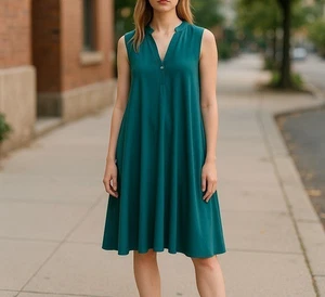 Neu ohne Etikett Calvin Klein türkis ärmelloses Kleid elegant & schick GR-22W türkis - Bild 1 von 6